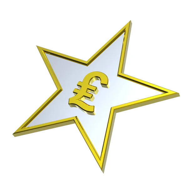 Gold Pound sign in the star — Stock Photo, Image