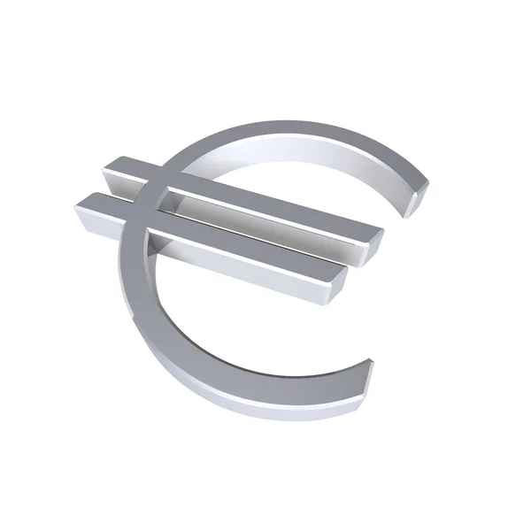 Silbernes Euro-Zeichen isoliert auf weiß — Stockfoto