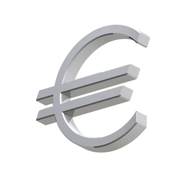 Znak euro srebro na białym tle — Zdjęcie stockowe