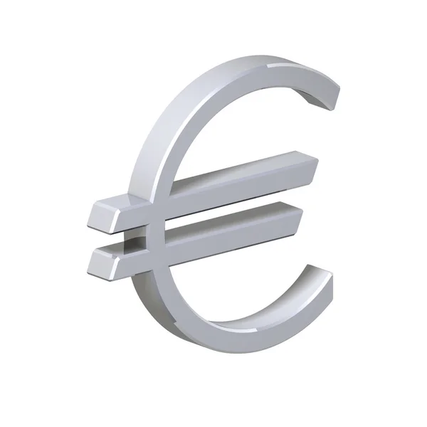Gümüş euro simgesi üzerinde beyaz izole — Stok fotoğraf