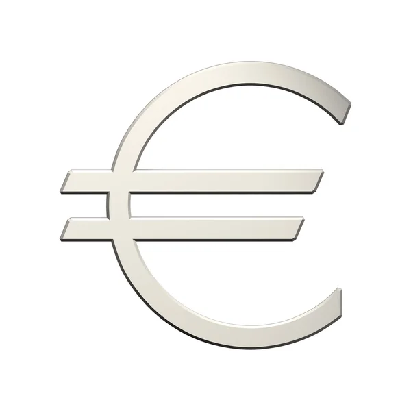 Серебряный знак евро изолирован на белом — стоковое фото