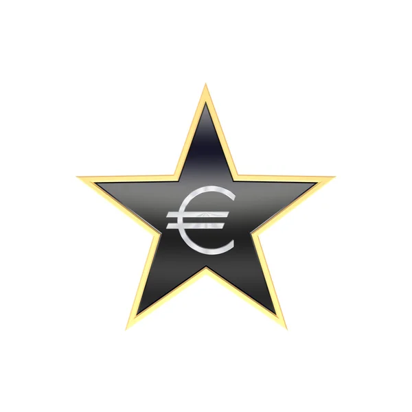 Symbol měny euro chrom v hvězda — Stock fotografie