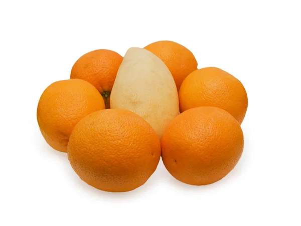 Mango around of orange — Stock Photo, Image