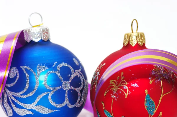 Red and blue xmas balls — Stock Photo, Image
