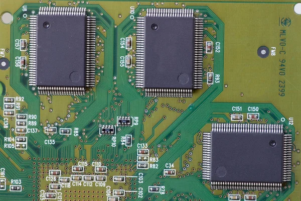 Närbild på ett mikrochip — Stockfoto