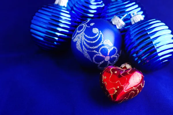 Blue Christmas baubles — Stock Photo, Image