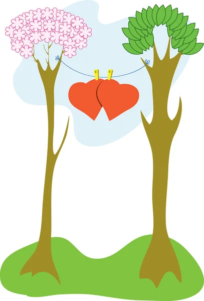Valentijnsdag bomen — Stockvector