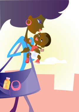 Young mother and baby clipart