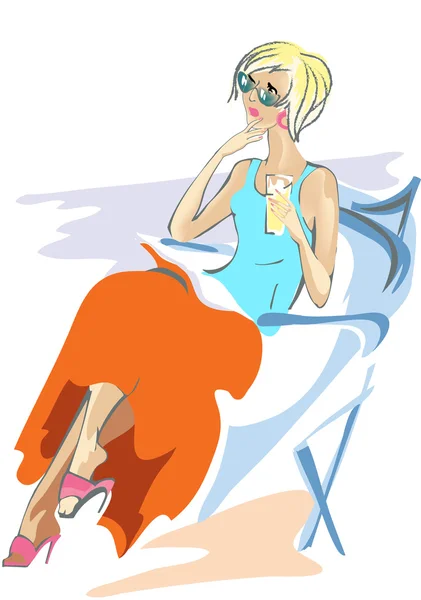 La fille en jupe orange — Image vectorielle