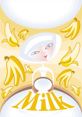 Fresh milk with a banana clipart