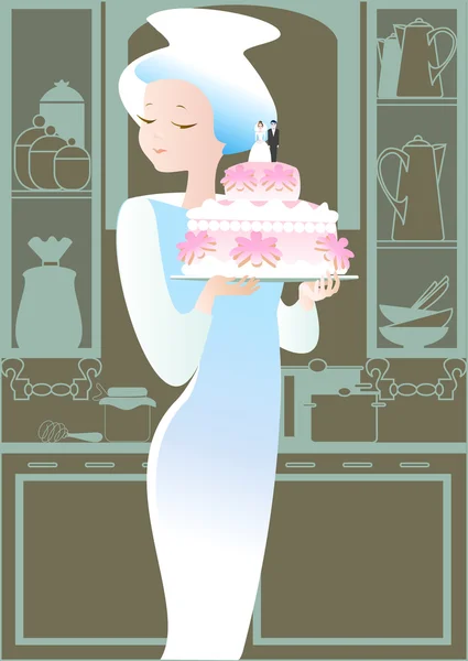 Hermoso pastel de boda — Vector de stock