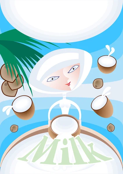 Świeże mleko kokosowe — Wektor stockowy