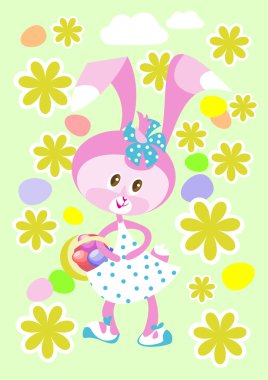 Easter bunny with basket clipart