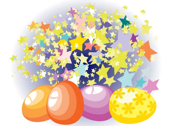 Easter eggs on the background star — Stock Vector