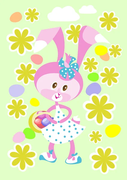 Easter bunny with basket — Stock Vector