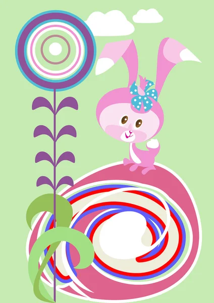 Lapin de Pâques avec une fleur — Image vectorielle