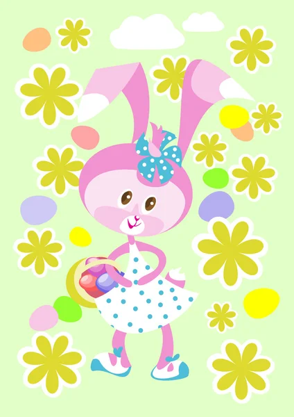 Easter bunny with basket — Stock Illustration Easter bunny with basket Stock Illustration