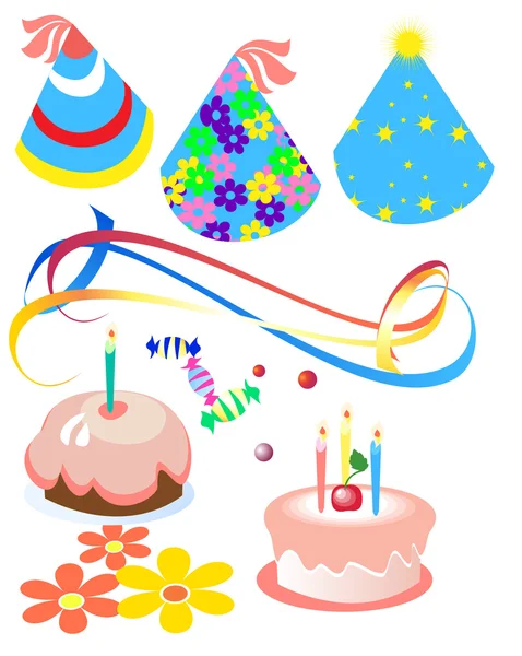 Attributs pour l'anniversaire — Image vectorielle