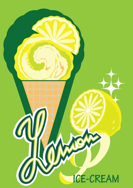 Ice-cream lemon — Stock Vector