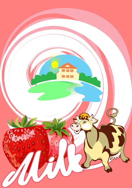 Milk_strawberry — Wektor stockowy