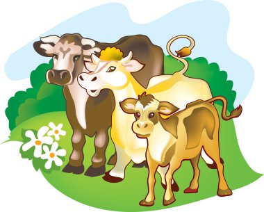 Family on a meadow clipart