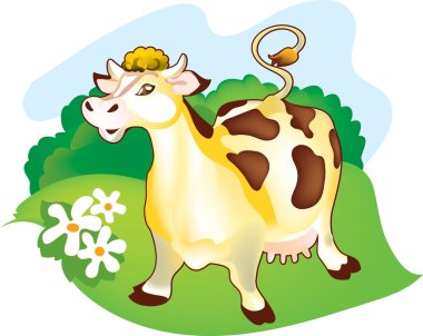 A cow on a meadow clipart