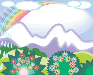 Mountins and rain clipart