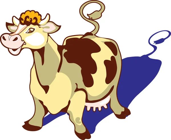 Een koe op een weide — Stockvector
