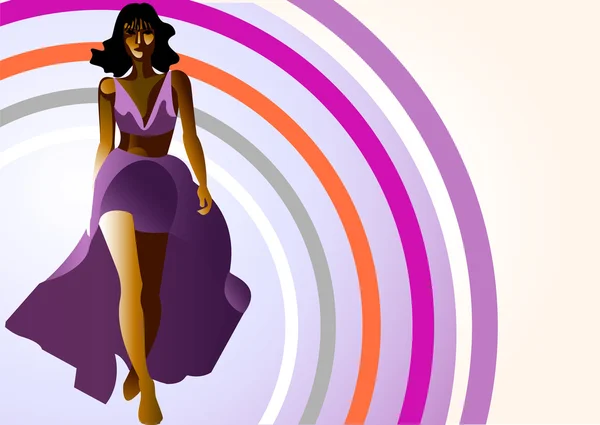 Модель в фіолетовій сукні — стоковий вектор