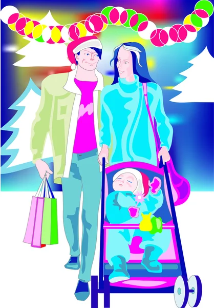 Shopping natalizio — Vettoriale Stock