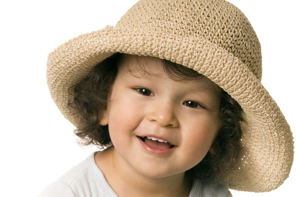 Dítě straw-hat. — Stock fotografie