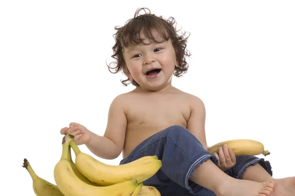 Baby mit Banane. — Stockfoto