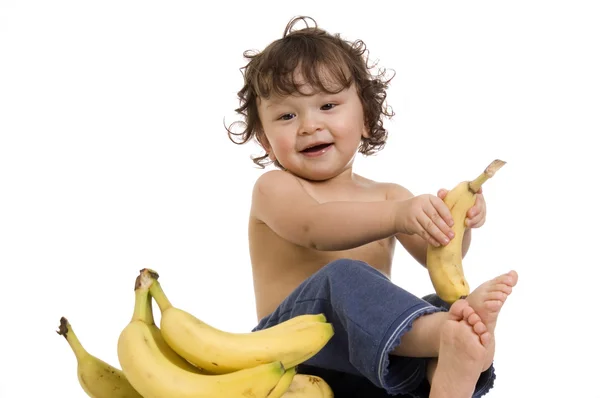 Дитина з бананом . — стокове фото