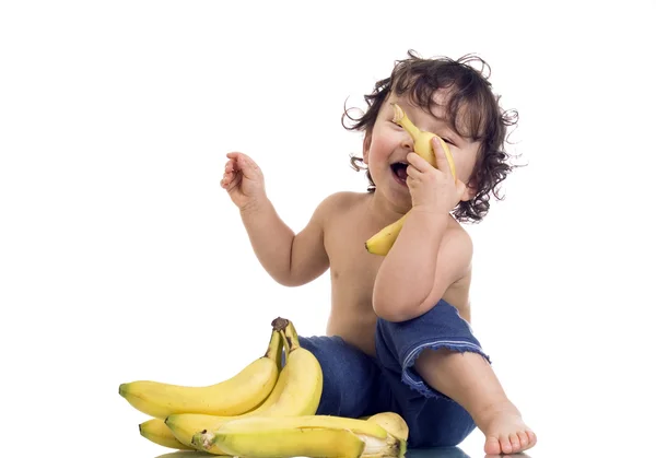 Baby with banana. — Stock Photo, Image