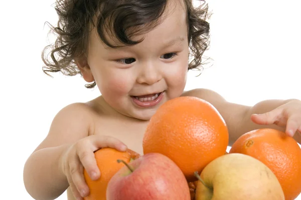 Bebé con frutas . —  Fotos de Stock