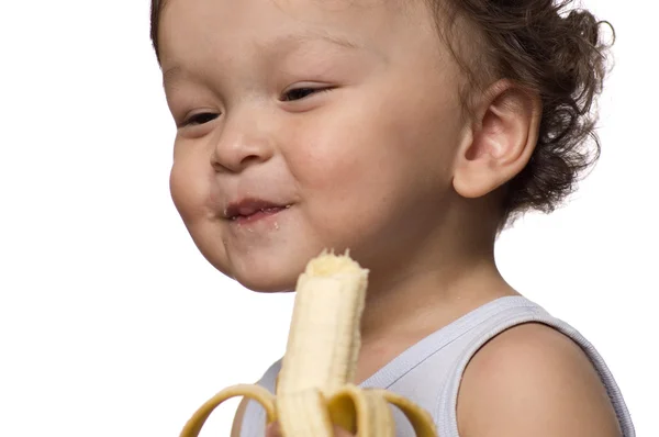 Ребёнок с бананом . — стоковое фото