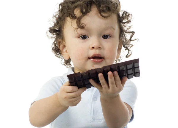 Ребенок с хоколатом . — стоковое фото