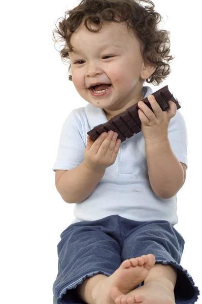 Kind mit Schokolade. — Stockfoto