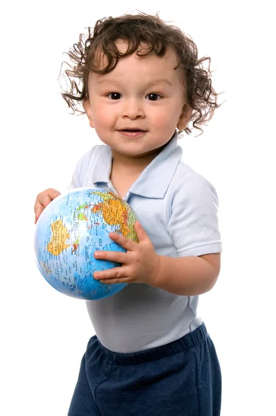 Child with globe. — Stock Photo, Image