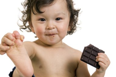 Child with chocolate.