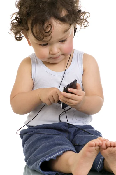 Child with mp 3 player. — Stock Photo, Image