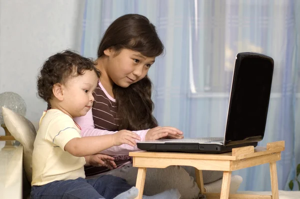 stock image Children with notebook.