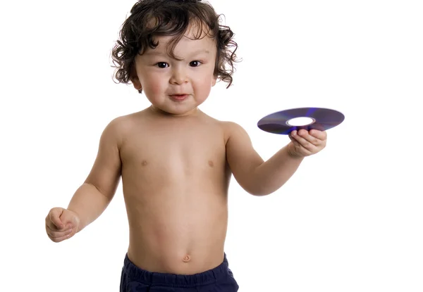 Baby with disk. — Stock Photo, Image