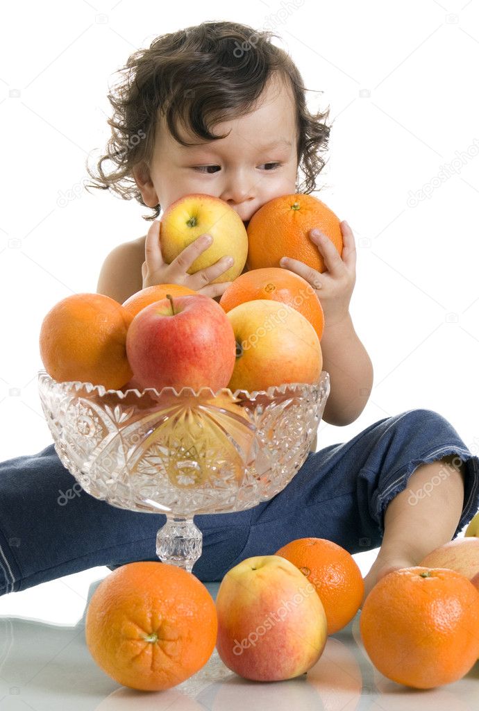 Baby with fruits. Stock Photo by ©Anetta 2489075