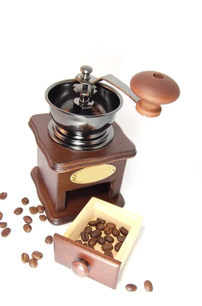 孤立在白色的豆咖啡研磨机 — 图库照片