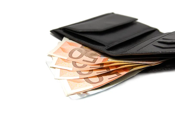 Geldbörse mit Fünfzig-Euro-Scheinen — Stockfoto