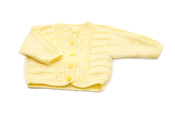 Abrigo de bebé amarillo hecho a mano de lana —  Fotos de Stock