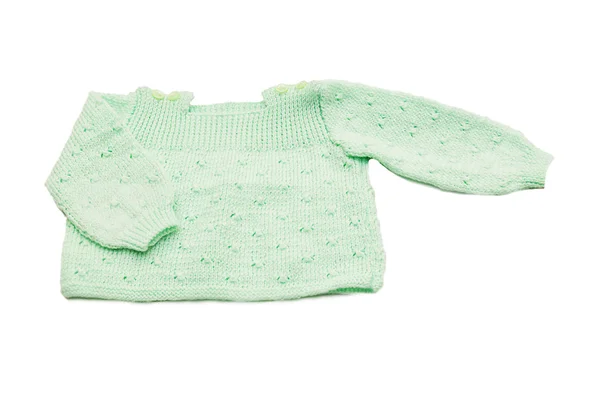 Groene baby Handgeknoopte wollen jas — Stockfoto