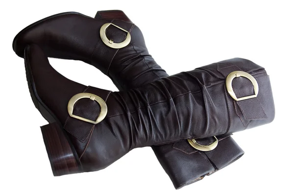Par de botas de mulher de inverno marrom — Fotografia de Stock