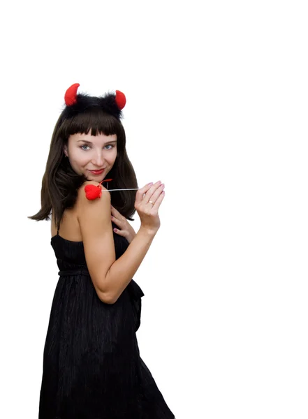 Diabelski kobieta z rogami — Zdjęcie stockowe